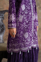 PURPLE GLAM-3PC  FANCY YARN EMBROIDERED SUIT