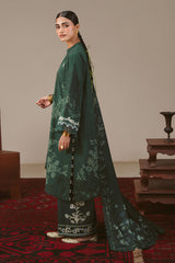 MEADOW GREEN-3PC LINEN PRINTED SUIT