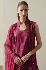 RUBY GLOW-3PC EMBROIDERED SUIT