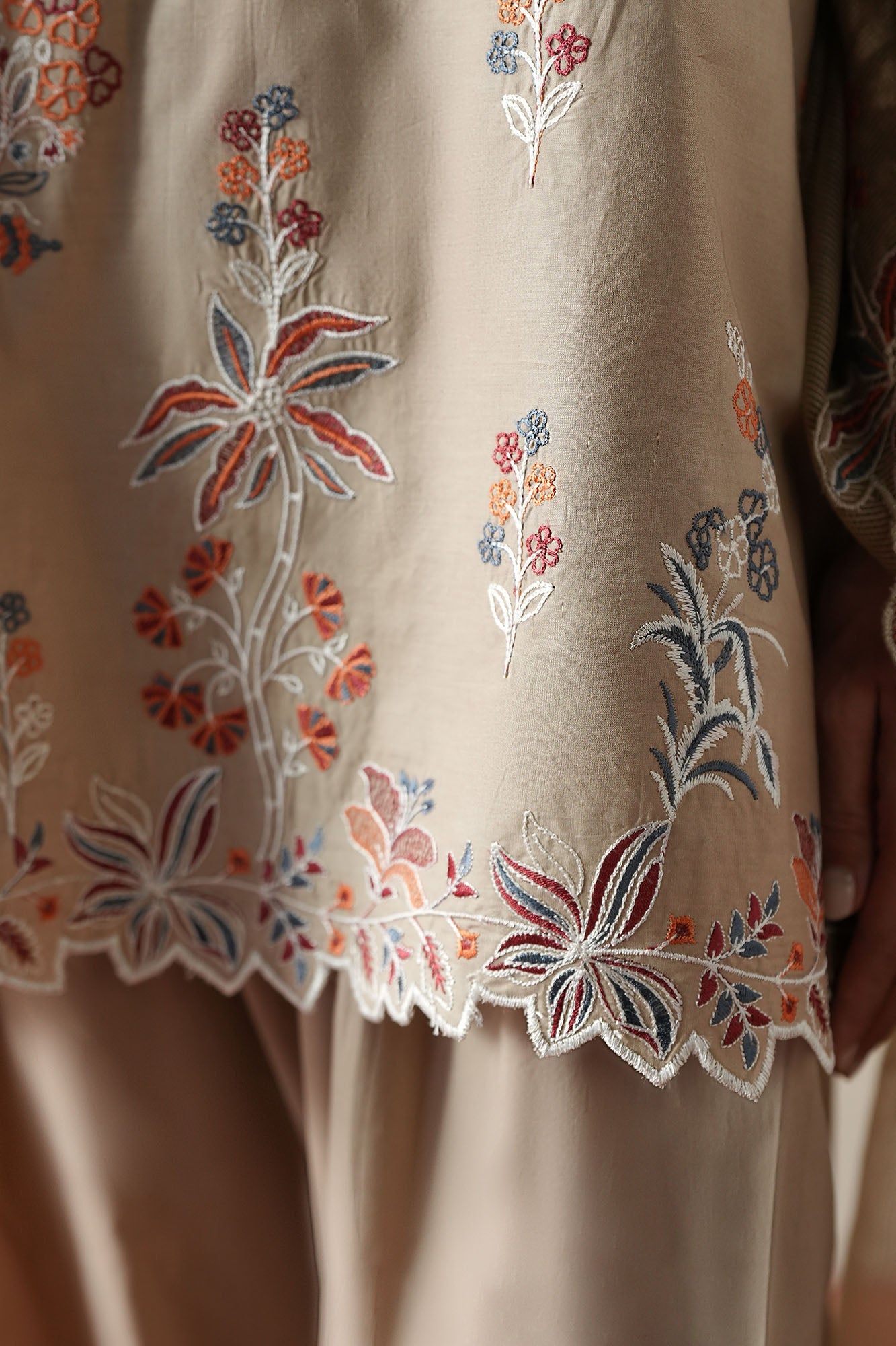 DUSTY SAGE-3PC EMBROIDERED SUIT