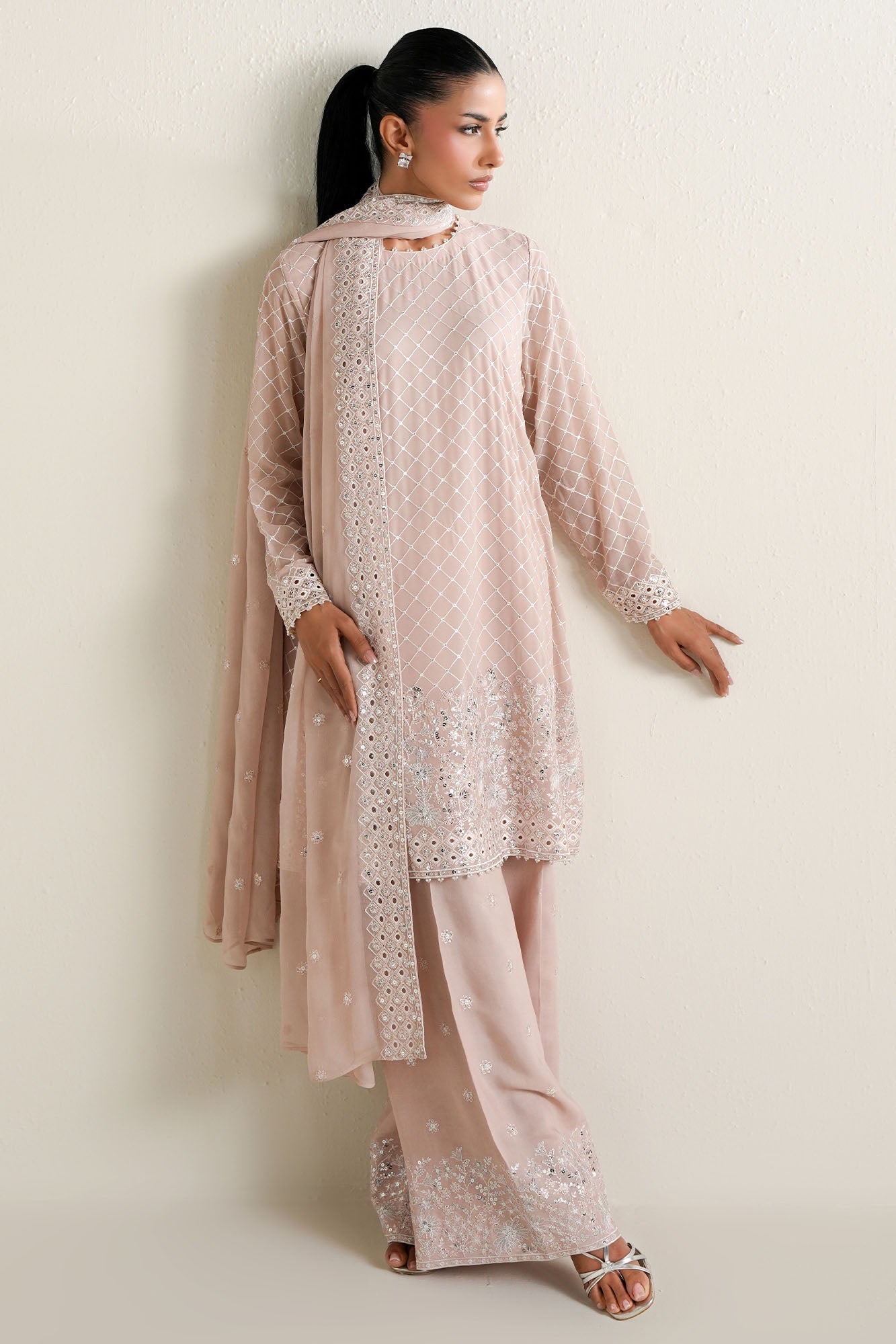 BLUSH WHISPER -4PC CHIFFON EMBROIDERED SUIT