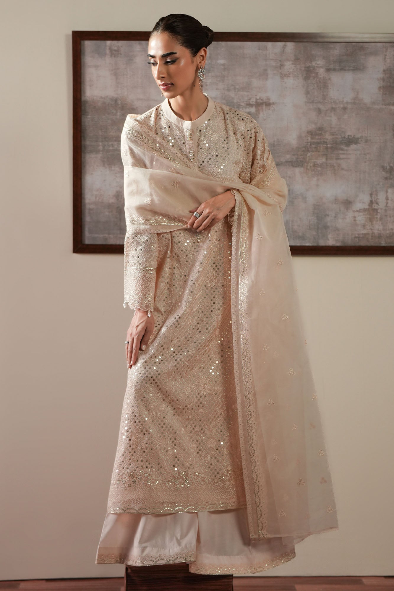 LUNAR IVORY -4PC SILK EMBROIDERED SUIT