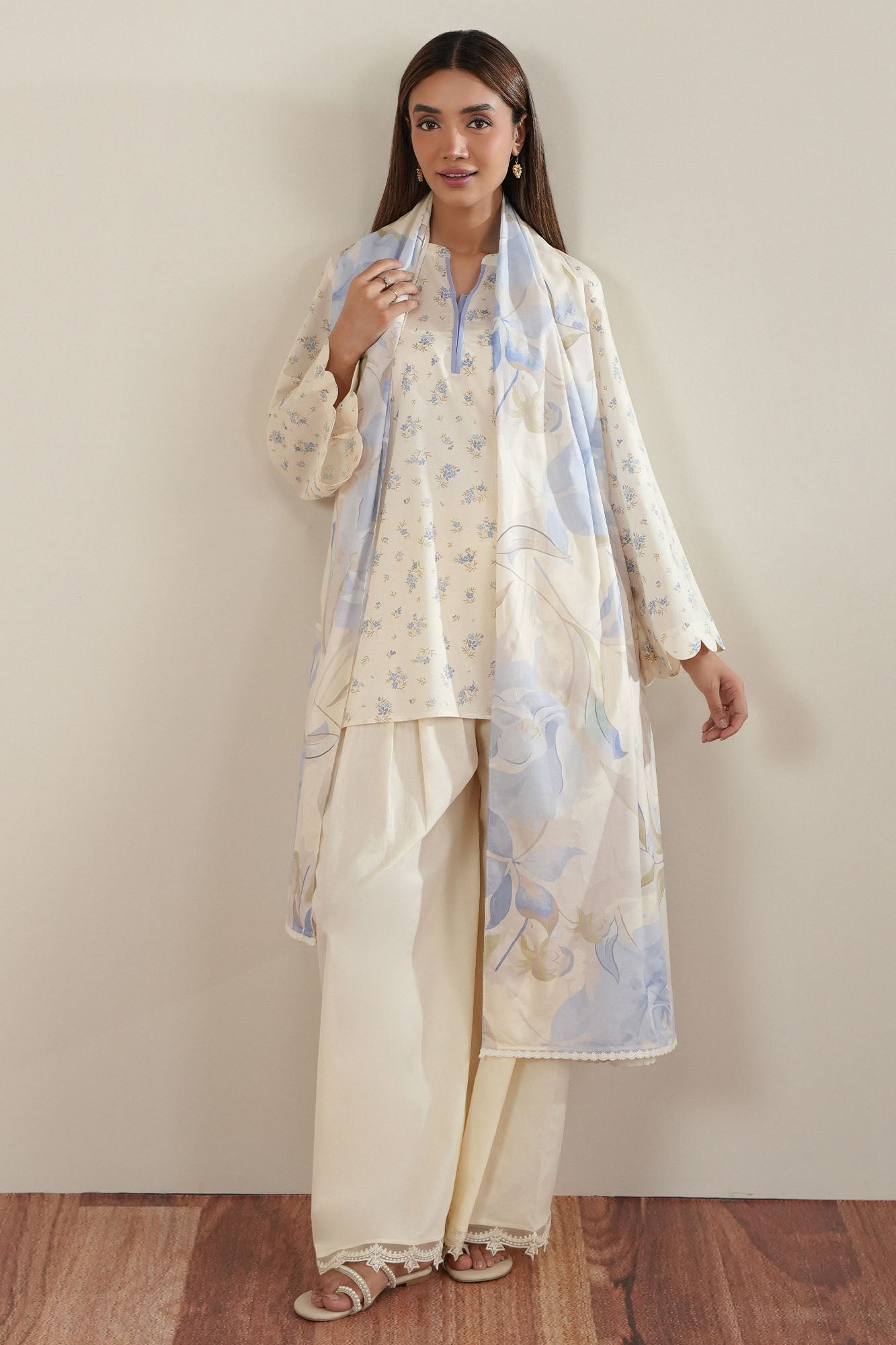 SNOW PETALS-2PC (SHIRT & DUPATTA)