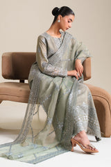 FOREST MIST-3PC SILK EMBROIDERED SUIT