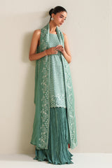 OCEAN ELEGANCE-4PC CHIFFON EMBROIDERED SUIT