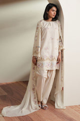 IVORY MOSIAC-3PC EMBROIDERED LAWN SUIT