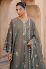 OLIVINE BLOOM-3PC EMBROIDERED LAWN SUIT