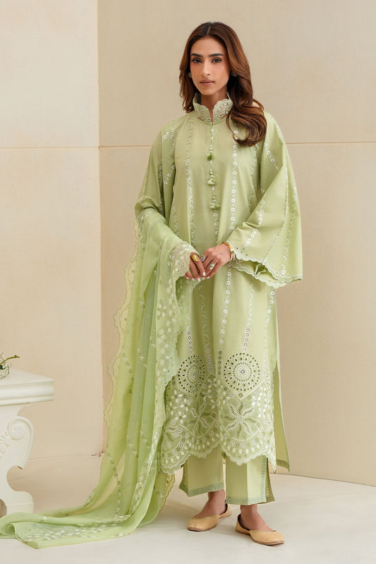 SAGE SILK-3PC CHIKANKARI SUIT