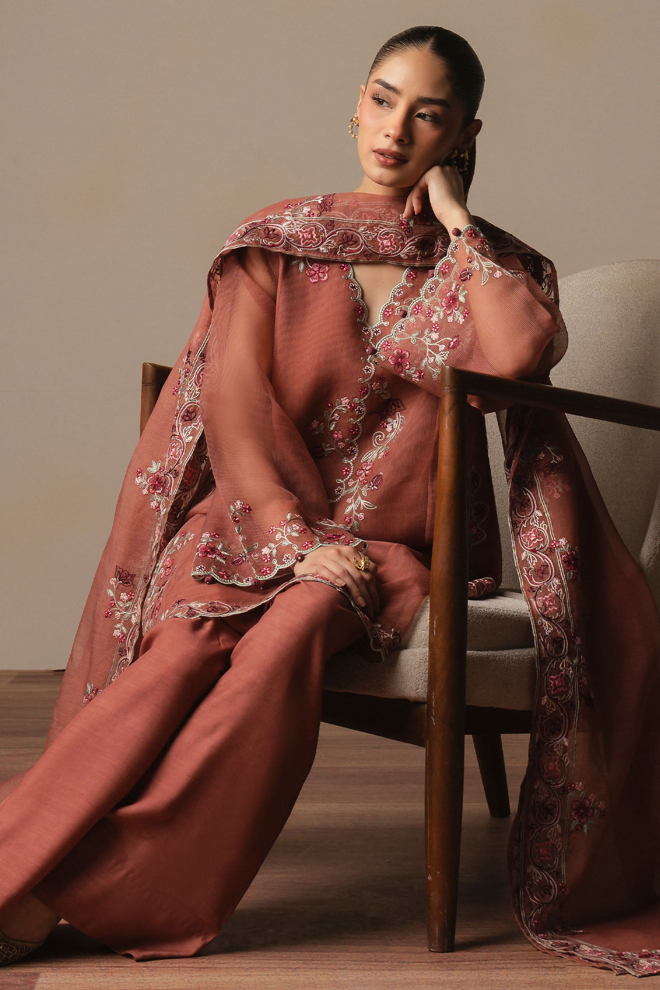 BLOOMING CLAY-3PC (SHIRT, TROUSER & DUPATTA)