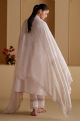 LAVENDER WHITE-3PC CHIKANKARI SUIT