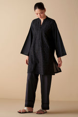 ETERNAL BLACK EMBROIDERED CAMBRIC SHIRT