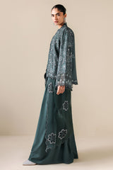 DARK SEA-3PC SILK EMBROIDERED SUIT