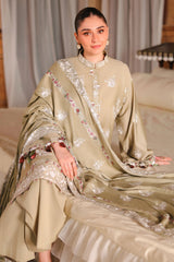 MUTED SAGE-3PC SATIN EMBROIDERED SUIT