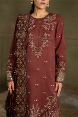 VELVET ROUGE-3PC  FANCY YARN EMBROIDERED SUIT