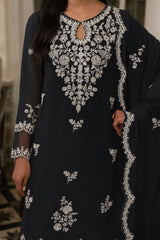 PALE BLACK-3PC (SHIRT, TROUSER & DUPATTA)