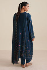 OCEAN DEEP -3PC LINEN PRINTED SUIT