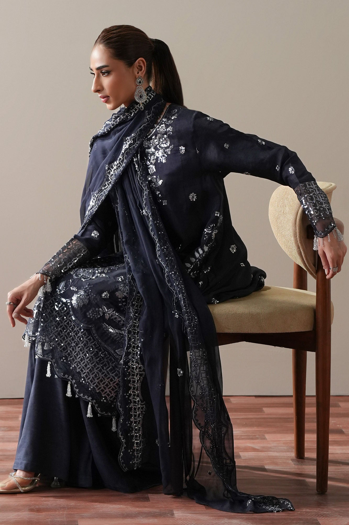 CELESTIAL BLUE -3PC SILK EMBROIDERED SUIT