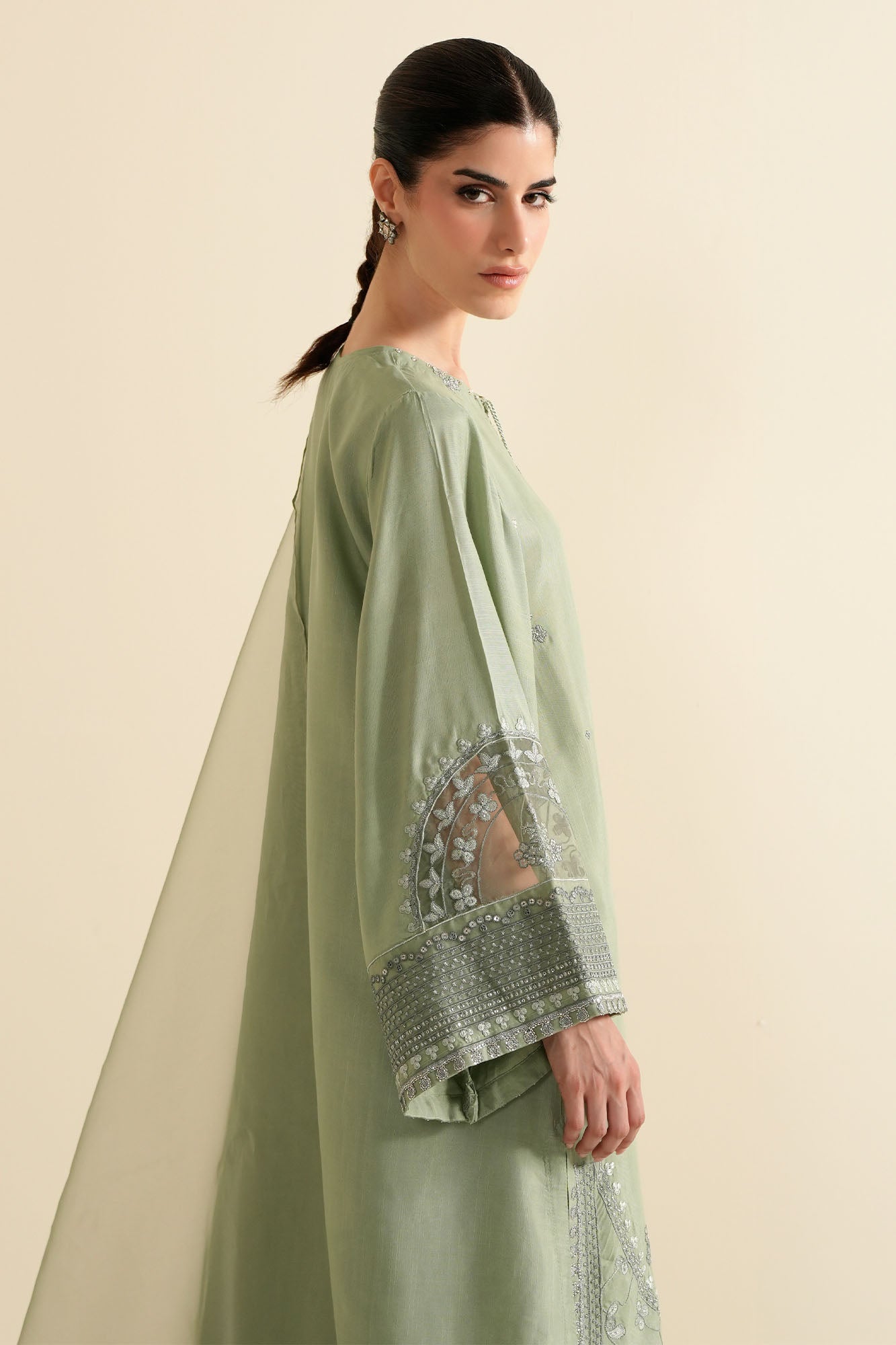 SILVER SAGE-3PC (SHIRT, TROUSER & DUPATTA)