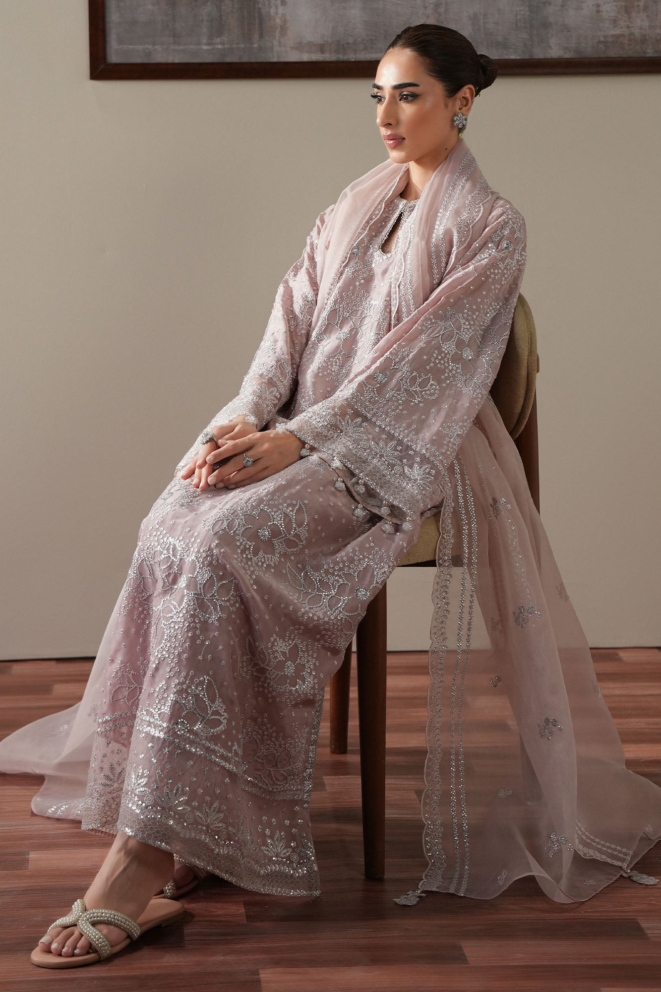 STARRY LILAC -3PC SILK EMBROIDERED SUIT
