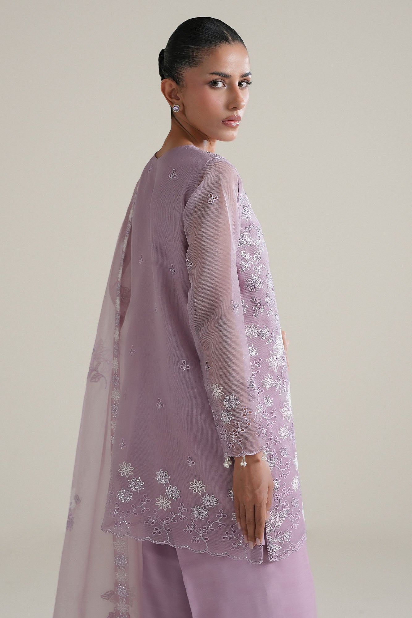 MAJESTIC VIOLET-4PC NET EMBROIDERED SUIT