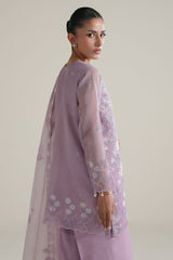 MAJESTIC VIOLET-4PC NET EMBROIDERED SUIT