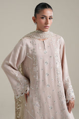 MISTY ASH -3PC SILK EMBROIDERED SUIT