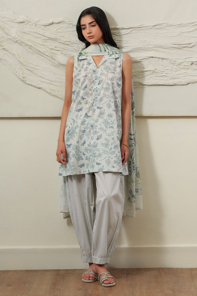 GRAY HORIZON-3 PIECE PRINTED LAWN SUIT