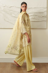 OCHRE CHARM-3 PIECE PRINTED LAWN SUIT
