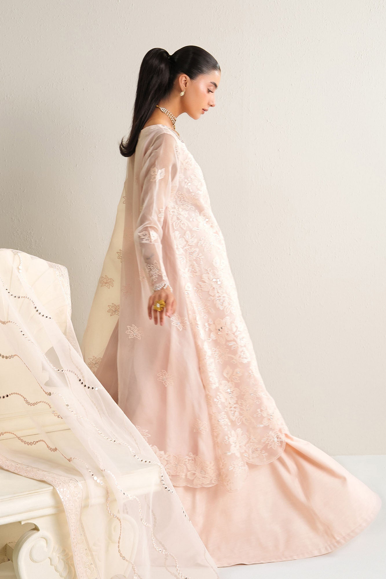 BLUSH SERENITY-4PC ORGANZA EMBROIDERED SUIT