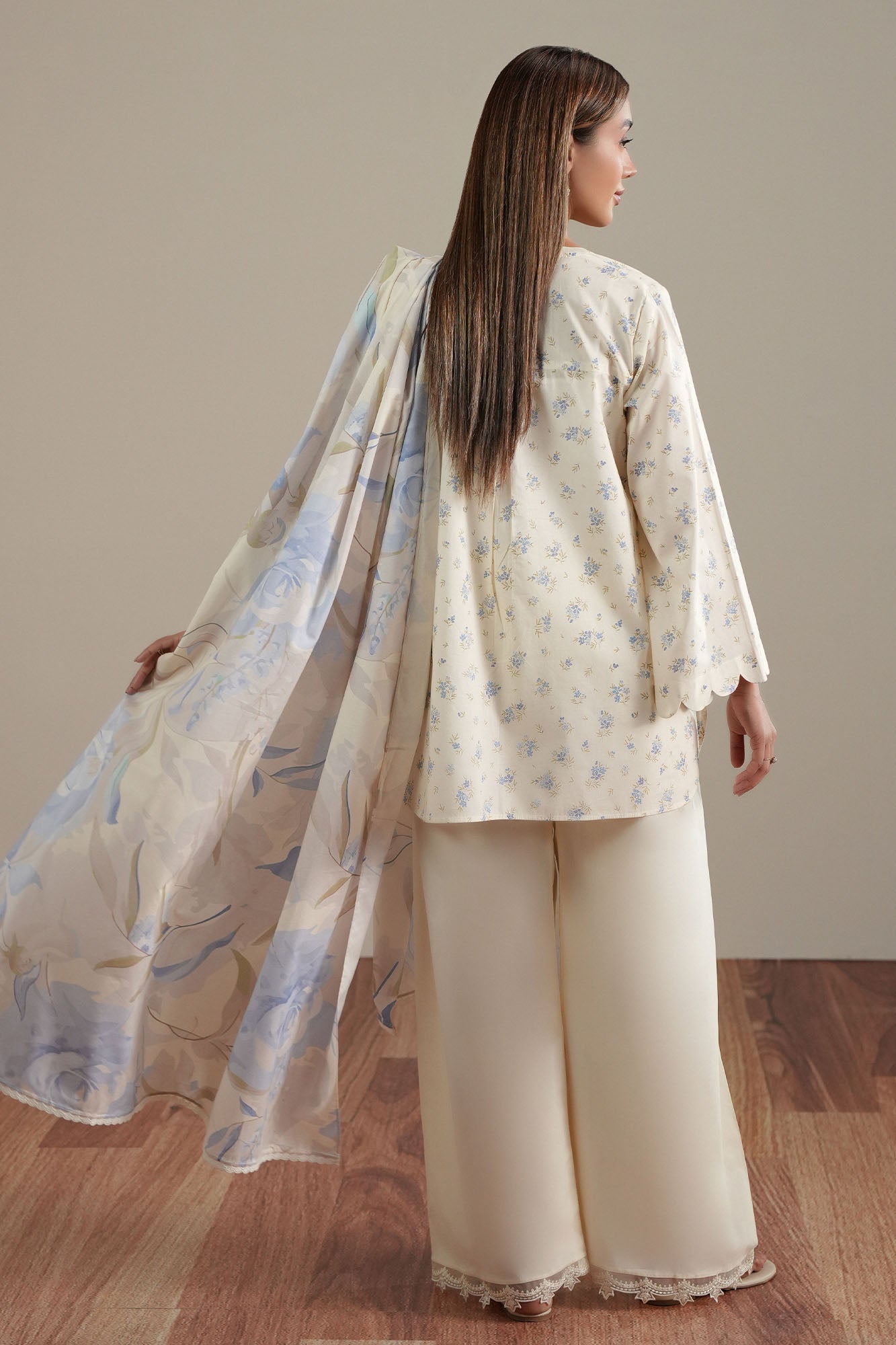 SNOW PETALS-2PC (SHIRT & DUPATTA)