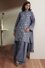 SLATE PETALS -3PC EMBROIDERED LAWN SUIT