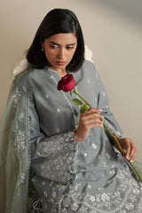 AQUA REVERIE-3PC EMBROIDERED LAWN SUIT