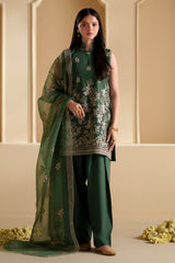 FOREST GREEN-3PC CHIKANKARI SUIT