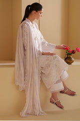 LAVENDER WHITE-3PC CHIKANKARI SUIT