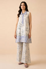 SHADOW TEAL-2 PIECE PRINTED LAWN SUIT