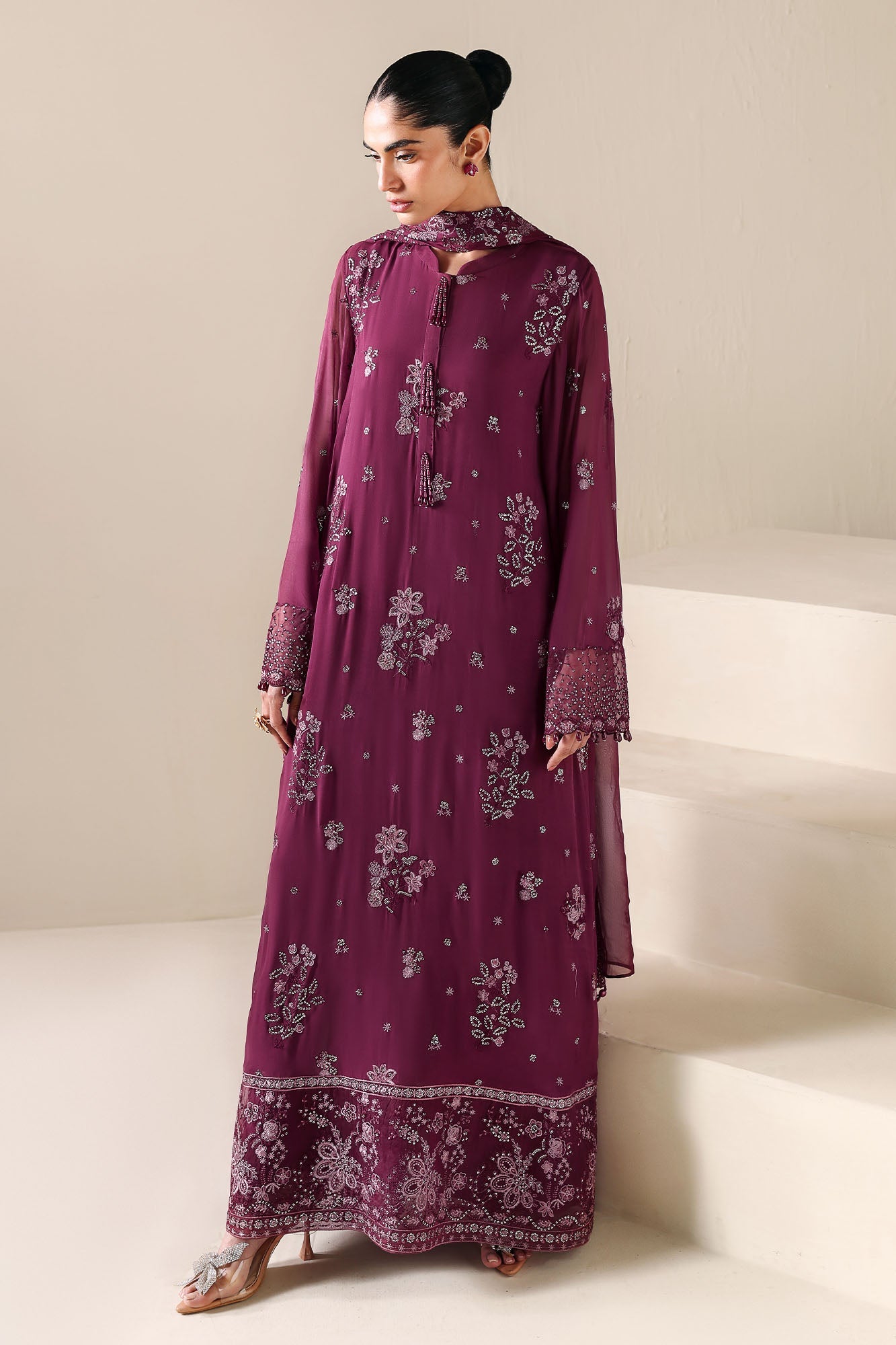 RUBY GARNET-4PC CHIFFON EMBROIDERED SUIT