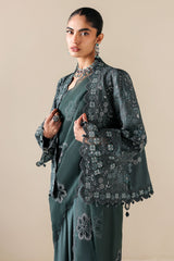 DARK SEA-3PC SILK EMBROIDERED SUIT