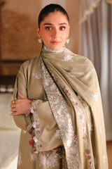 MUTED SAGE-3PC SATIN EMBROIDERED SUIT