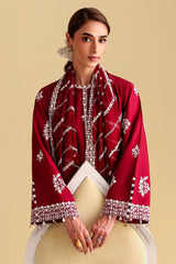 ROYAL GARNET-3PC EMBROIDERED LAWN SUIT