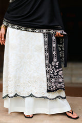 CLOUD CREAM-3PC SATIN EMBROIDERED SUIT