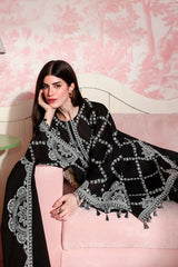 CHARCOAL CHARM-3PC EMBROIDERED LAWN SUIT
