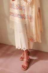 SOFT CORAL-3PC EMBROIDERED LAWN SUIT