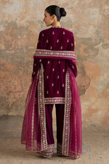 PLUM ATELIER-3PC  VELVET EMBROIDERED SUIT