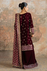 CRIMSON FLARE-3PC VELVET EMBROIDERED SUIT