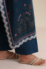 OCEAN DEEP -3PC LINEN PRINTED SUIT