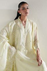 LIME GLOW-4PC NET EMBROIDERED SUIT