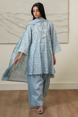 SERENE BLUE-3 PIECE PRINTED LAWN SUIT