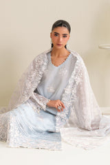 ICE BLUE CHARM-4PC ORGANZA EMBROIDERED SUIT