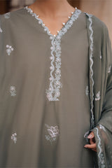OLIVINE BLOOM-3PC EMBROIDERED LAWN SUIT