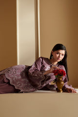 ASH PLUM-3PC CHIKANKARI SUIT